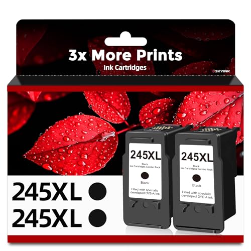Skyink Compatible 245XL Ink Cartridge Replacement for Canon 245 XL PG-245 PG245 (Black 2-Pack) to use with MX490 TR4520 TS3322 TR4522 TR4500 TS3122 TS3300 MX492 MG2522 TS3320 TS3100 Printer 243XL
