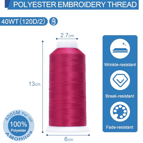 Image of High Tenacity Polyester Embroidery Machine Thread 40WT(120D /2) 4000M Per Spool for Commercial and Domestic Embroidery Machine (Orchid-1984)