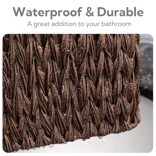GRANNY SAYS Wicker Baskets for Organizing, Nesting Storage Baskets for Shelves, 1 Large and 2 Small Wicker Baskets Waterproof, Dark Brown, 3-Pack - Image 6