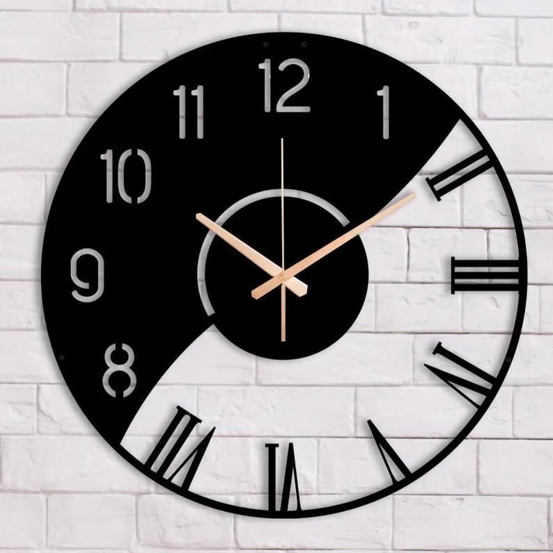Image of Stylish Metal Analog for Living Room, Bedroom, Office, Kitchen, Home and Hall | Antique Fancy Big Size Modern Wall Watch for Home Decor (DA-179, 50CM)
