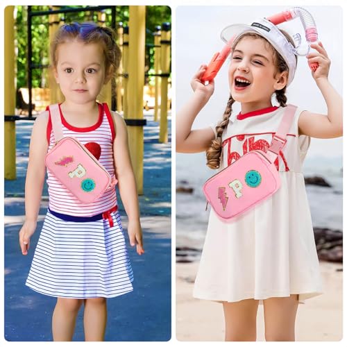 Image of PainZieteg Fanny Pack for Girls Chenille Letter Belt Bag Crossbody for Kids | Preppy Nylon, Waterproof, Gold-Plated Zipper, Adjustable Strap, Birthday Christmas Easter Gifts for 4-13 Year Old Teen Girls