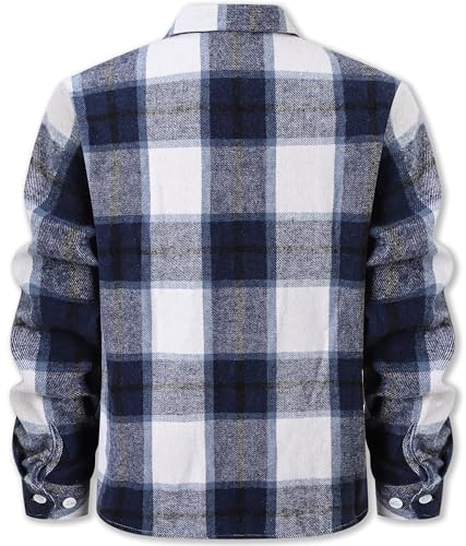 Image of Cromoncent Mens Boys Thick Flannel Shirt Long Sleeve Shirt Jacket Casual Button Down Multi Pockets Shacket