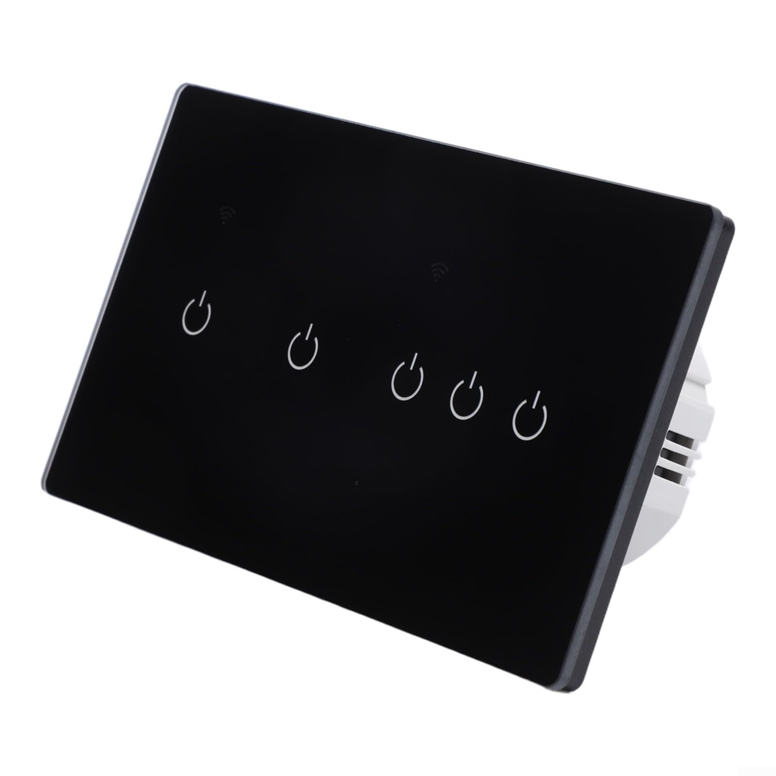 Interruttore touch WLAN 220 V vetro per controllo app Tuya WiFi Touch (5 marce, nero)