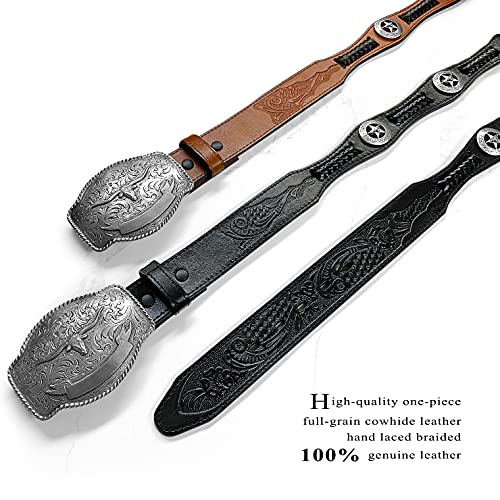 State of Texas Longhorn and Star Western Embossed Leather Belt2