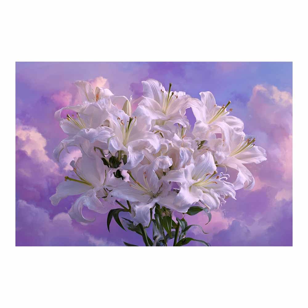 ZAMAEIU Forest Landscape Painting Lilys Cluster Canvas Artwork posters & prints Suitable for Living Room Bathroom Bedroom Home Wall Decoration(white)-60x90cm Unframed