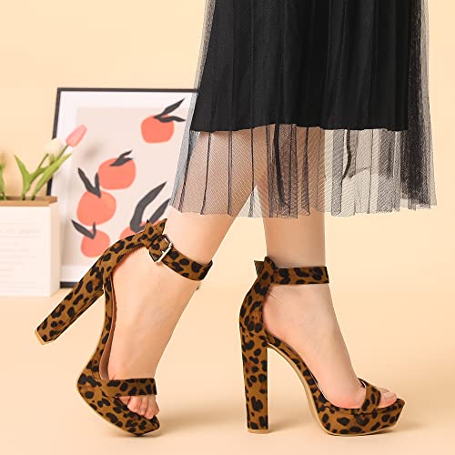 Image of Allegra K Women's Platform High Heel Ankle Strap Chunky Heels Sandals