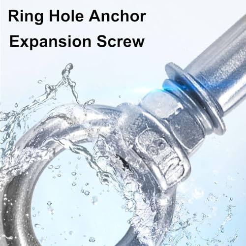 SEIWEI Concrete Wall Bolt Anchor Hook with Expansion Screw, 304 Stainless Steel Eye Bolts, Cement Wall Hanging Hook Fastener (2PCS, M8*90+M8*100), Silver