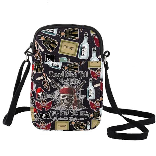 LEVLO Jack Sparrow - Bolso cruzado para fanáticos de Angelica & Jack, bolsa de hombro Dead Men Tell No Tales - Mercancía pirata, Dead Men C Negro