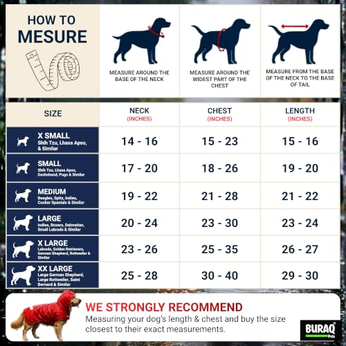 Image of Buraq Pets Dog Raincoat, Waterproof Pet Jacket with Hood & Leash Hole, Protects from Rain & Mud for Small to Large Dogs (XL - Red)