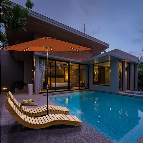 Image of Midtown Umbrellas LED Swilt - 9 Ft Solar LED Patio Umbrella, Terracotta
