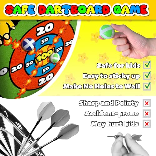 Kinder Spielzeug, 65cm Kinder Klett Dartscheibe mit 12 Klebrigen Bällen, Drinnen und Draußen Dart Wurfspiel Set für Kinder, Geschenke für 3-12 Jahre Jungen Mädchen