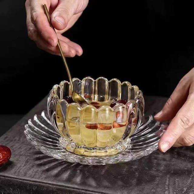 Image of WRINGO Glass Bowl for Kitchen Prep, Dessert, Dips, and Candy Dishes, Cake, Snack Serving Bowl and Plate Set of 2 Or Nut Bowls, and Microwave Safe Clear Glass Bowls for Storing Size 5 Inch (WR-01)