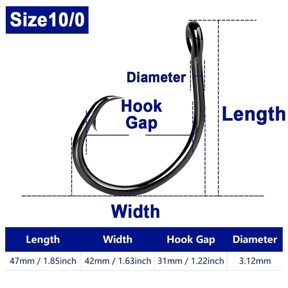 Ami da Pesca Fish Trip Circle Hooks 3X Strong Amo da Pesca in Acqua salata Esca Viva for Pesce Gatto, Tarpon, Marlin e Pesca in profondità for Pesce Spada Accessori per la Pesca