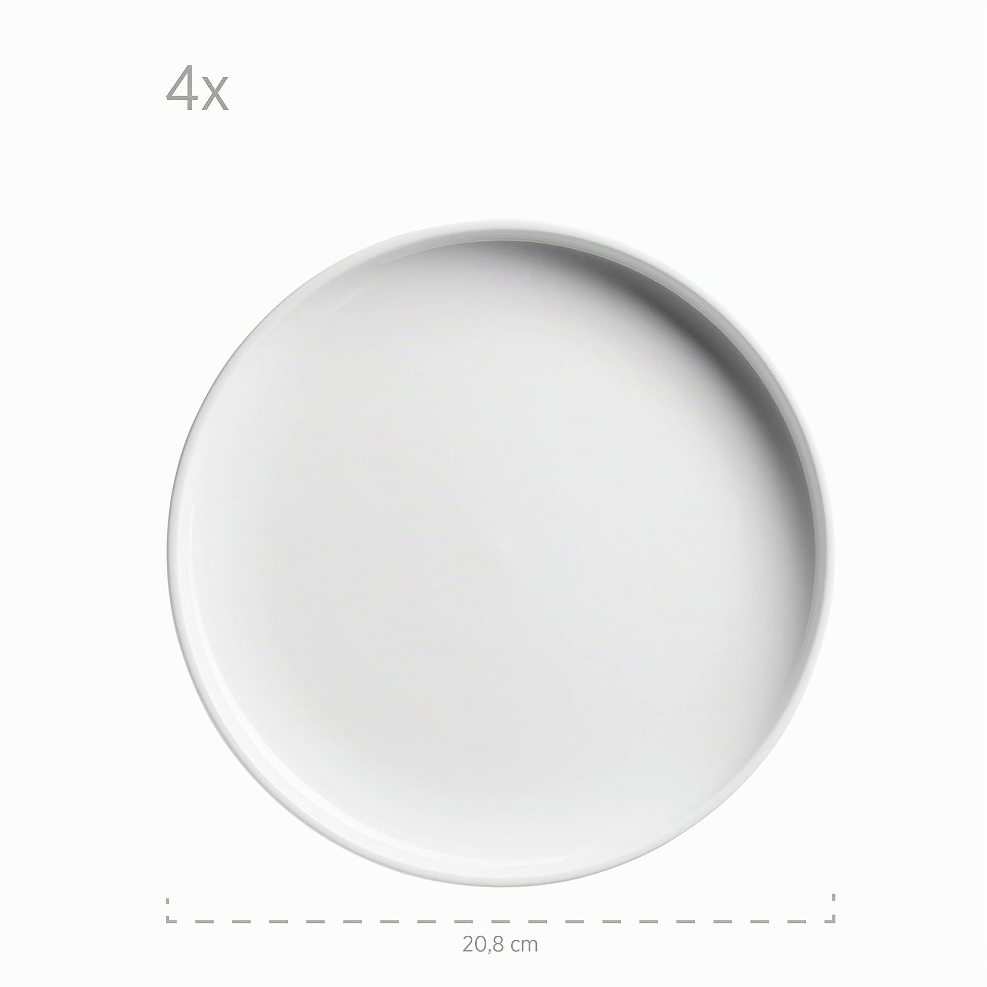 MÄSER Serie Vada, Modernes Teller Set für 4 Personen in robuster Gastronomie-Qualität, 12-teiliges Tafelservice in skandinavischem Design, Durable Porzellan, Weiß glänzend