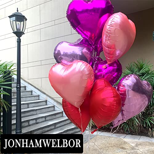Jonhamwelbor Hot Pink Heart Balloons Foil (18In 20Pcs) Helium Or Air Filled Metallic Aluminum Heart Shape Mylar Balloon Decorations For Kids Girl Women Birthday Bridal Bachelorette Party (Fuchsia) #TOP3