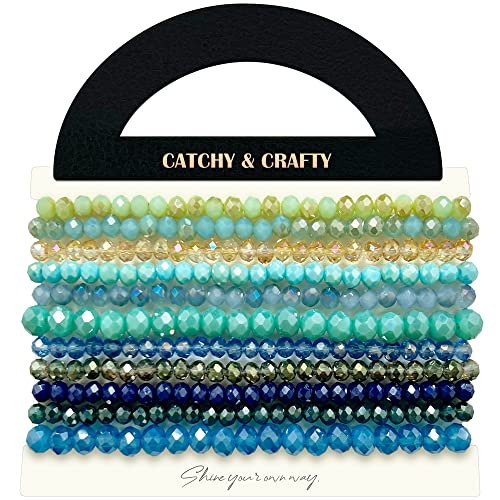 CATCHY & CRAFTY Bracelet Crystal Stretch Stackable Layering Colorful Statement Bracelets Women Glass Beaded Boho Friendship Handmade Bridal Gift2