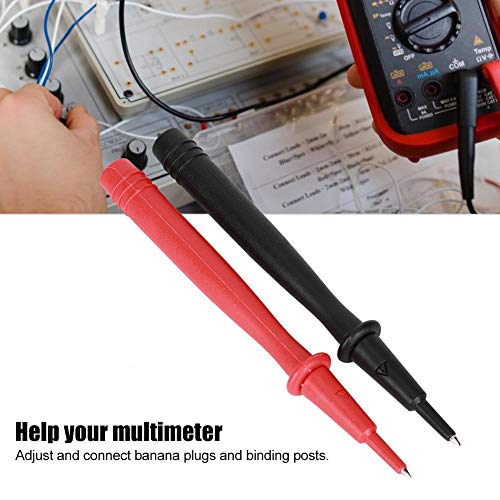 Image of Multimeter Test Probe, 2 Pcs Multimeter Test Probe Banana Jack 4mm, Plated Copper Testing Needle Point 2mm, Red + Black, for Electrical Testing