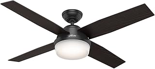 Hunter Dempsey - Ventilador de techo para interiores y exteriores, con luz LED y mando a distancia, 52 pulgadas, color negro