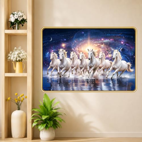 Image of 7 Running Horses Vastu Photo Frame, 16x24 Inch