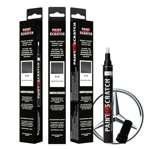 Image of Paint Scratch Fix Exact Mercedes Touch Up Paint For Mercedes Graphite Grey 818, Car Paint Pen, Auto Marker For Scratches, Fixed Keyed Car And Stone Chips, Manufacturer Exact Color Code Match, (MERECEDES - Graphite Grey - 818)