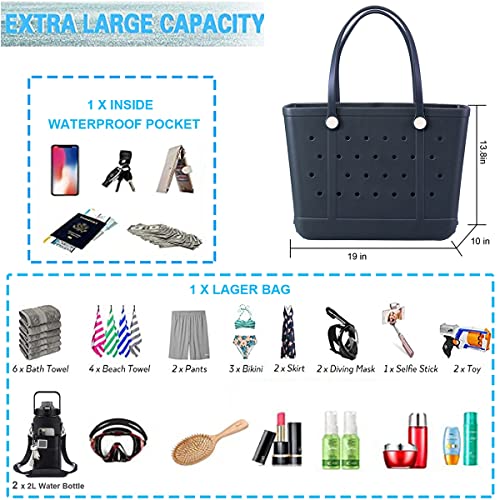 Image of Beach Bag X Large Rubber Tote Bag, Waterproof Washable Open for Women Croc Bag Hand Bag for Beach Pool Yoga