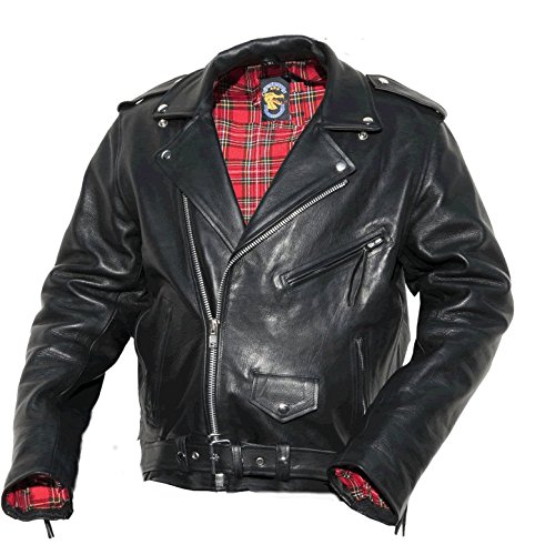 Noble House Perfekto męska skórzana kurtka motocyklowa, kurtka motocyklowa, czarna skóra byka, czarny, 5XL