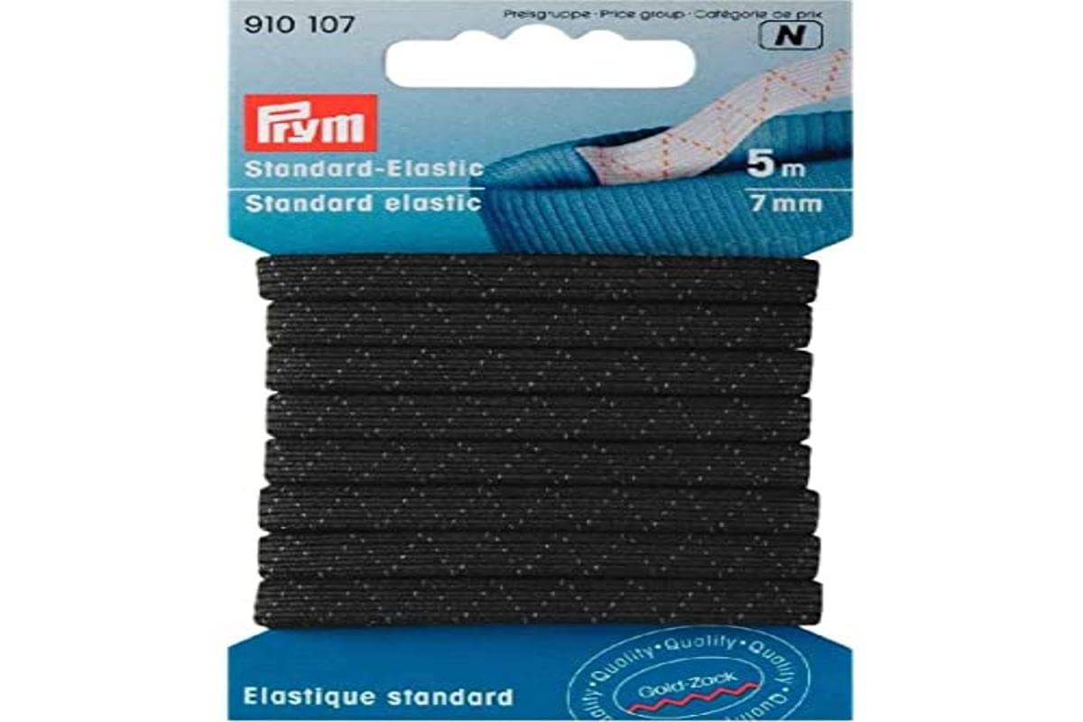 Elastic, Polyester, Black, 7 mm, Schwarz, 5 m