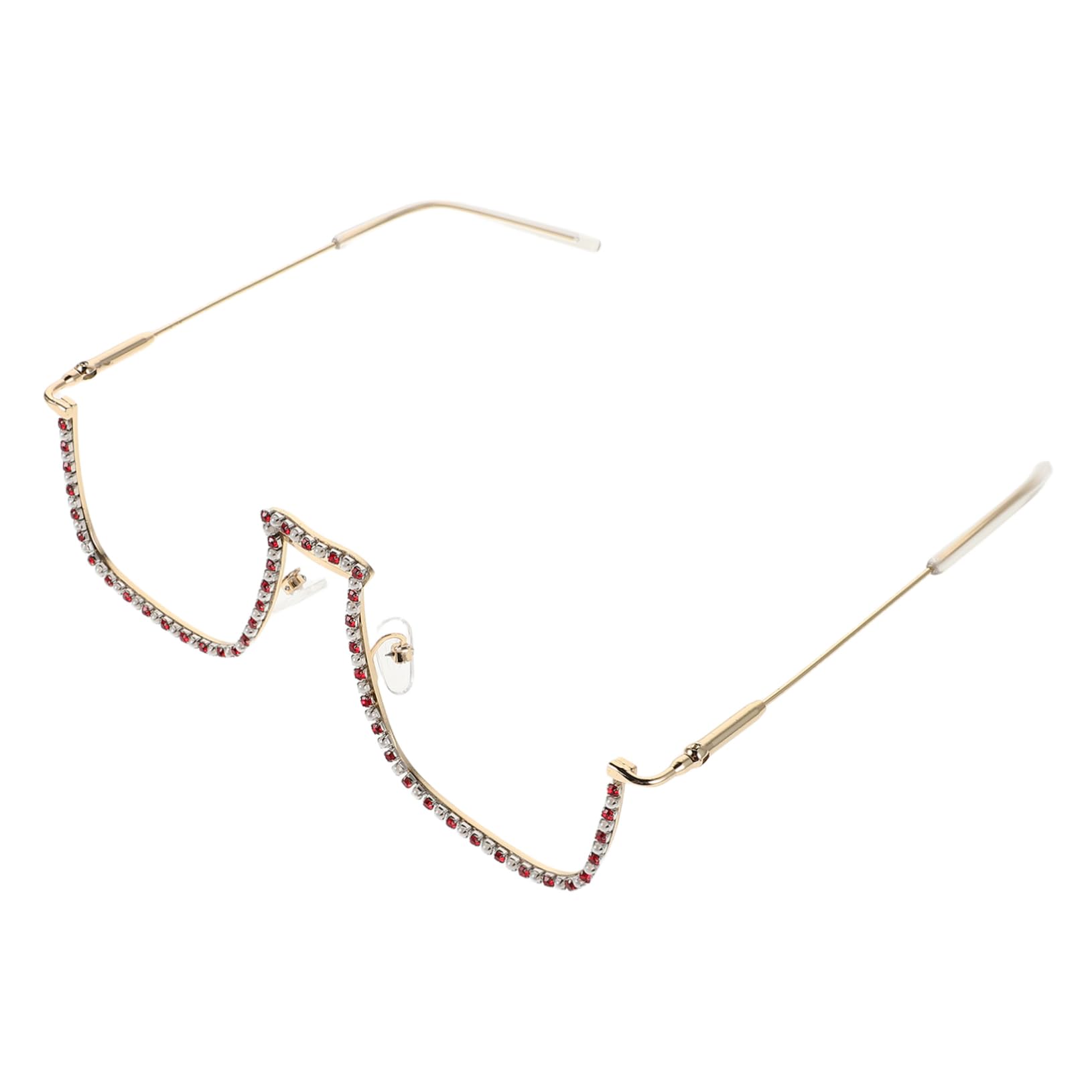 Didiseaon Unique Half Frame Glasses Rhinestone Eyewear Props Women's Fashion Party Accessory Photo Decor