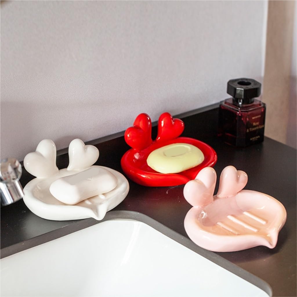 mydelniczka 2 kawałki prostych i uroczych kwiatów mydelniczka ceramiczna odpływ domowa toaleta łazienka kreatywna mydelniczka półka do kuchni łazienki (Color : White, Size : 15cm*12cm*8.5cm)