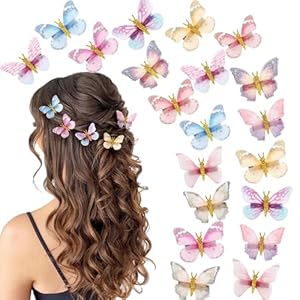 20Pcs Glitter Hair Clips for Kids – Moving Fairy Accessories for Women, Girls Colorful Hair Clips 90s (Brown)