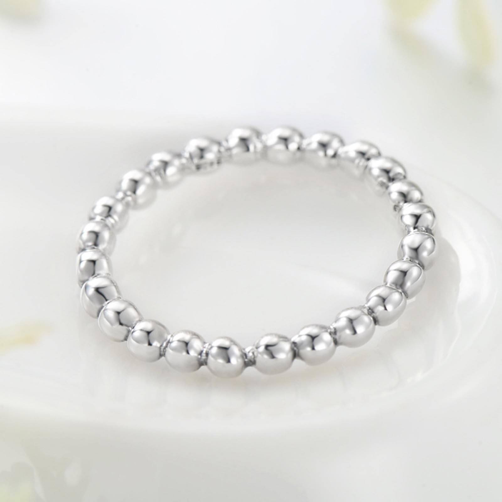 Anillos de compromiso de oro blanco de 9 K/14 K, 2,7 mm, perlas para mujer