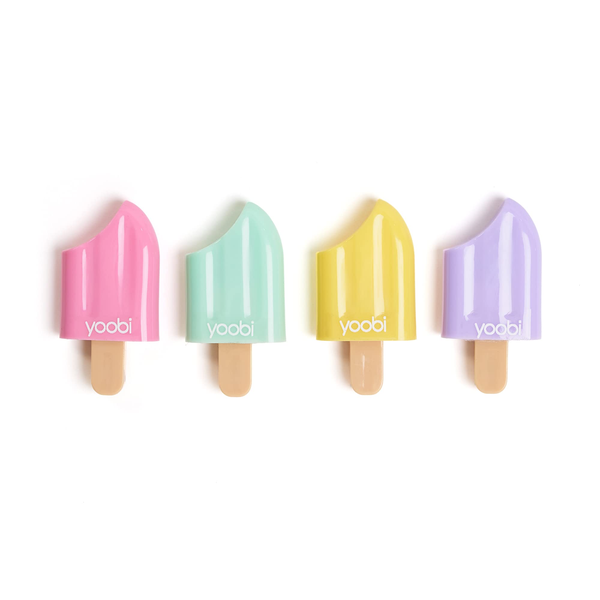Yoobi Popsicle Mini Highlighter Set, Cute Pastel Colors Include: Pink, Yellow, Mint and Purple, For Home, School or Office, PVC Free, Non-Toxic