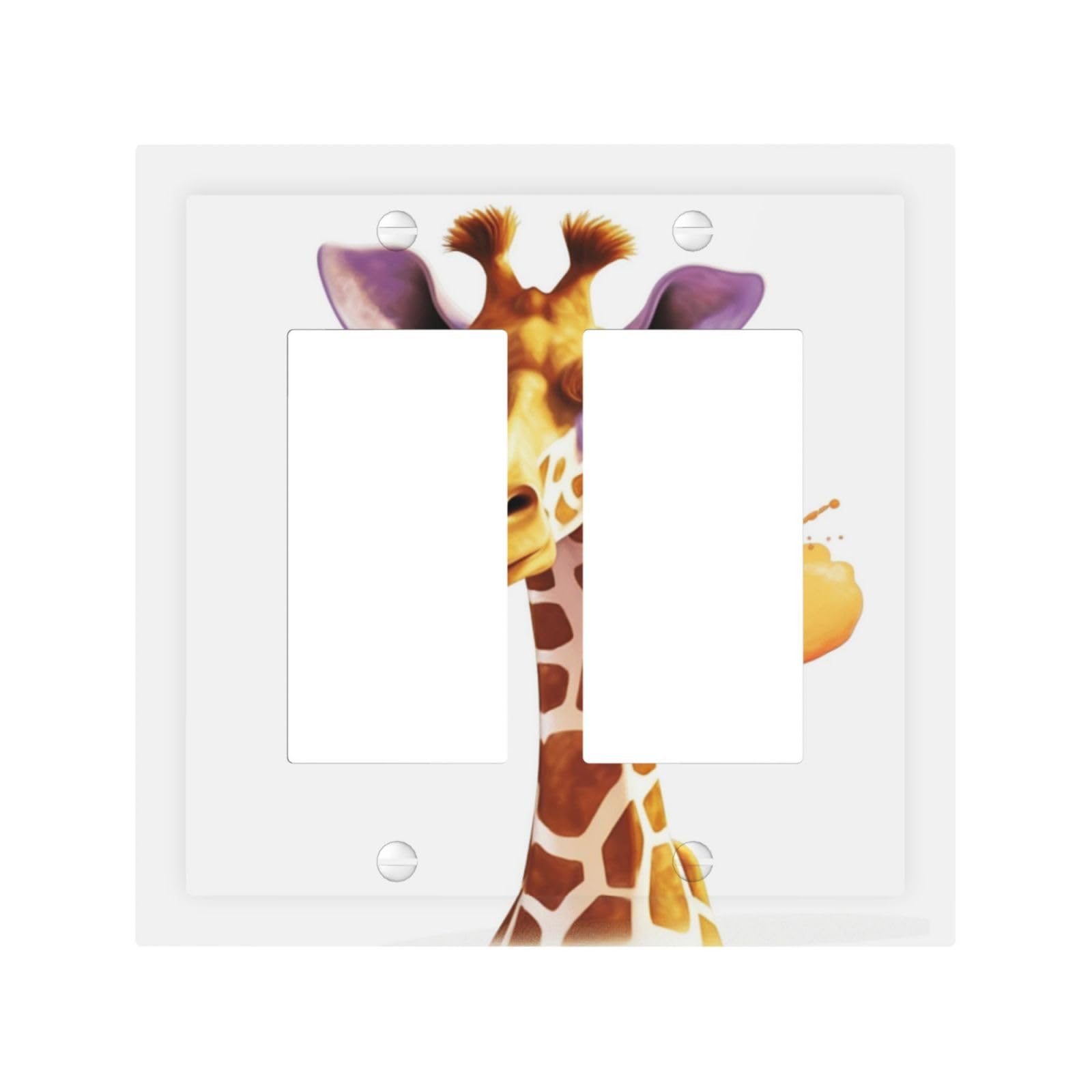 2-Gang Decorator Wall Plate Giraffe Light Switch Cover Double Toggle Receptacle Wall Plate Mid Size 4.9" x 5" Wallplate Unbreakable Polycarbonate Outlet Faceplates Covers