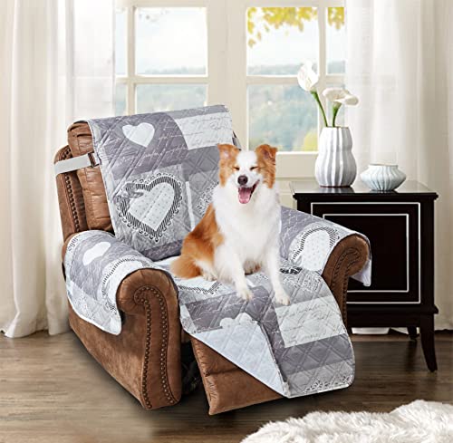 Brilliant Sunshine Gray Heart Love Patchwork Large Recliner Protector…
