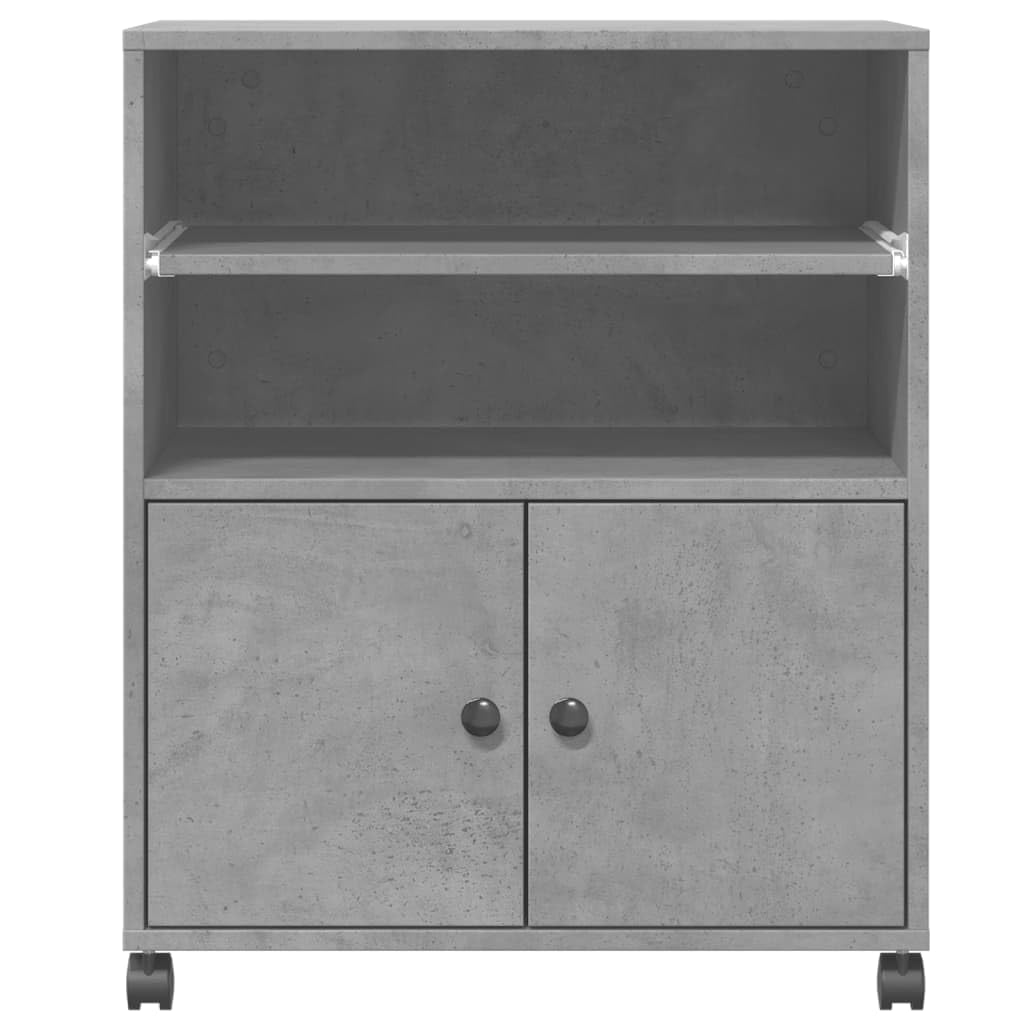 vidaXL Supporto per Stampante con Ruote Grigio Cemento 60x48x74 cm, Supporto per Computer, Organizer per Stampante, Tavolo da Stampante portaoggetti