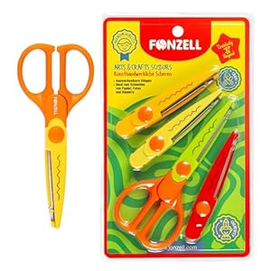 Fonzell Kreativ- & Bastelscheren-Set für Kinder – 4 Scheren mit austauschbaren Klingen – Sicherheitsscheren für Basteln & Schule (16 cm, bunt, CE-zertifiziert)