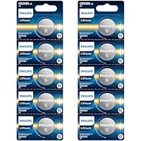 PHILIPS CR2450 Battery 10 Pack, cr2450 3v Lithium Coin Cell Batteries, 10 Year Shelf Life, Long-Lasting 2450 Batteries for Car Key Fob, Medical Devices, MyQ Battery, Remote Controls.