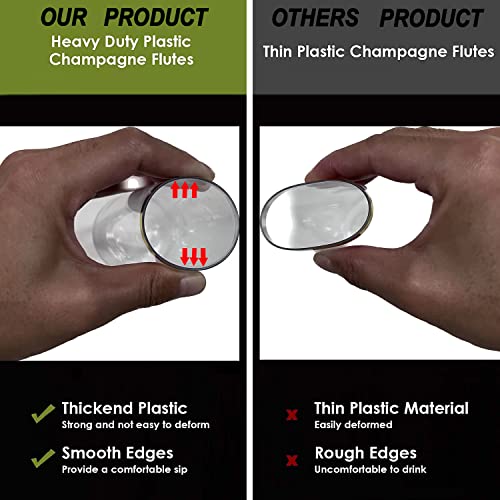 24 Pack Plastic Champagne Flutes, Disposable Unbreakable 9 Oz Toasting Glasses With Gold Rim, Crystal Clear Cocktail Cups Drinkware Shatterproof Ideal For Party Wedding Birthday Easter #TOP2