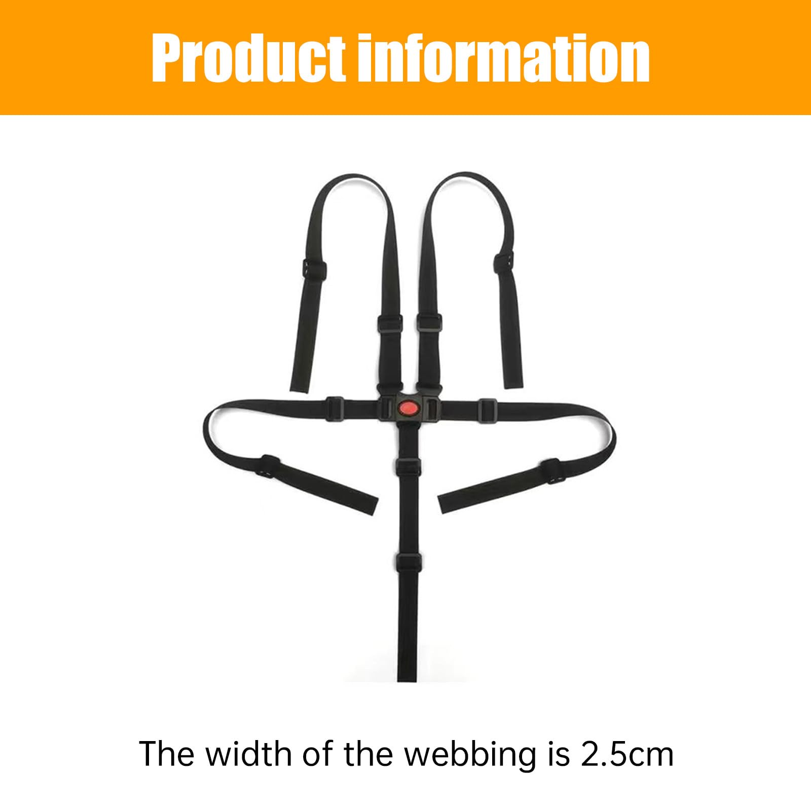 Universal Baby 5-Point Harness Belt, Adjustable Safety Strap for High Chairs Strollers, Pushchairs, and Buggies - Image 2