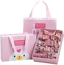 Quenship Baby Girls Toddlers Hair Accessories, 18 Pcs Assorted Stylish Fashion Hair Clips Gift Set Box, Dark Pink