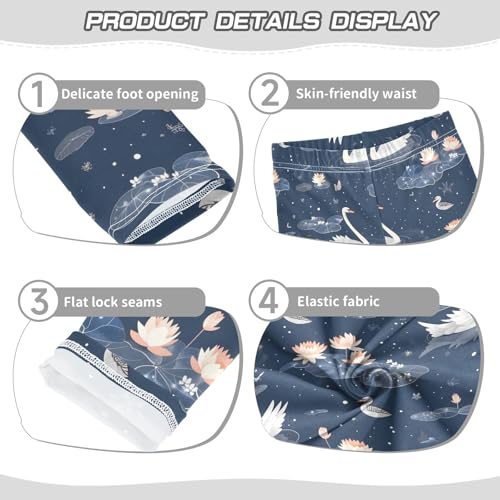 Swan on Lotus Pond Girls Leggings Athletic Pants Tights Stretch Bottom3