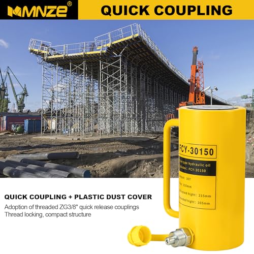 Image of 30T 150mm /6in Long Stroke Hydraulic Cylinder Jack Porta Power Ram Jack Lifting Cylinder Retract Automatically for Machinery Shipbuilding Bridge Construction