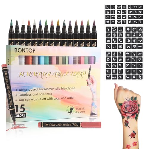 BONTOP Temporary Tattoo Markers for Skin 15 Body...