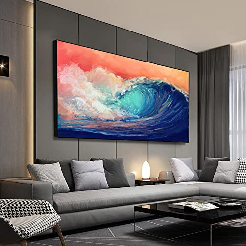 Vagues abstraites toile peinture pour illuminer un salon sombre