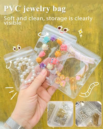 Image of 24Pcs PVC Jewelry Pouches Clear Zipper Bags Mini Transparent Plastic Portable Dustproof Bracelet Storage Bag Anti Oxidizing Earrings for Storage Jewelry Packing Bags (7x6 cm) (24 Pack)