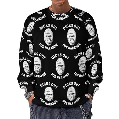 Dicks Out For Harambe Men's Crewneck Sweatshirt Pullover Long Sleeve Casual Tops