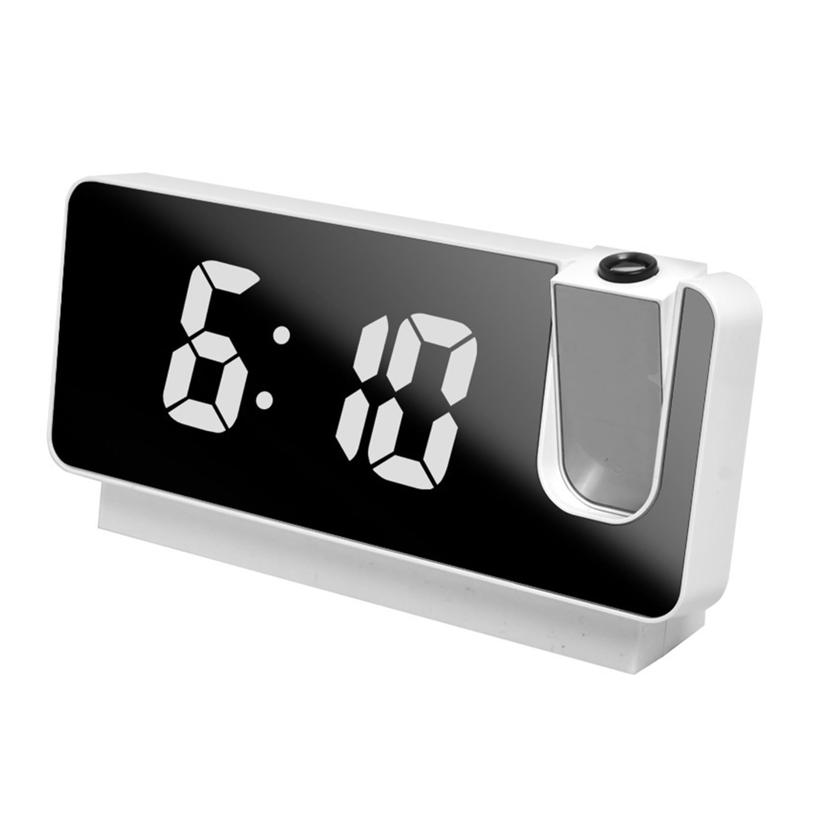 Reloj Despertador De Proyección Simple Moderno LED Pantalla Grande Electrónico Silencioso Digital Escritorio USB Plug-in Luminoso ProyeccióN Clara(White)