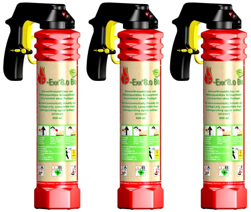 F-Exx 8.0 Bio - Der umweltfreundliche Allround-Feuerlöscher ohne Treibgas im 3er-Pack inkl. Wandhalterung (Made in Germany)