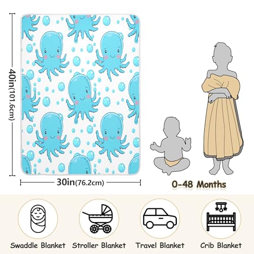 Burbuja Cartoon Sea Animals Baby Blanket for Boys Girls, Nursery Soft Warm Swaddling Receiving Baby Blankets, 30x40 in Toddler Blanket3