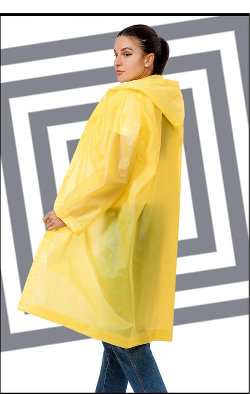 Image of FabNext� Unisex EVA Waterproof Transparent Rain Coat Hooded Outdoor Water Resistant Reusable Portable Raincoat Suit for Men & Women EVA Rain Coat (Free Size)